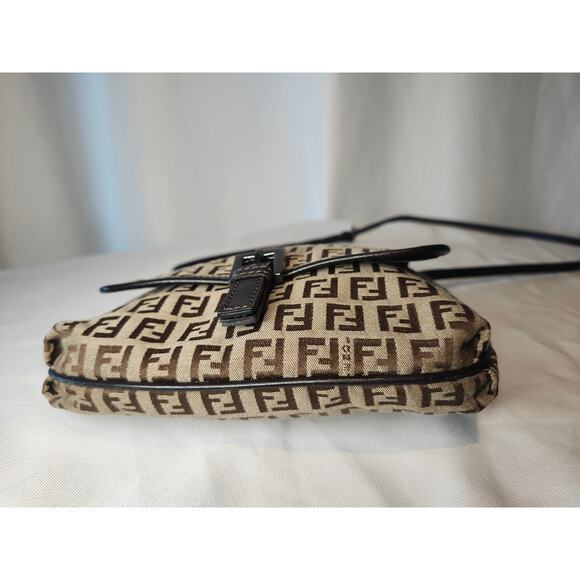 Fendi Vintage Zucchino Zucca Canvas Crossbody Bag Brown FF logo Messenger - Picture 6 of 15